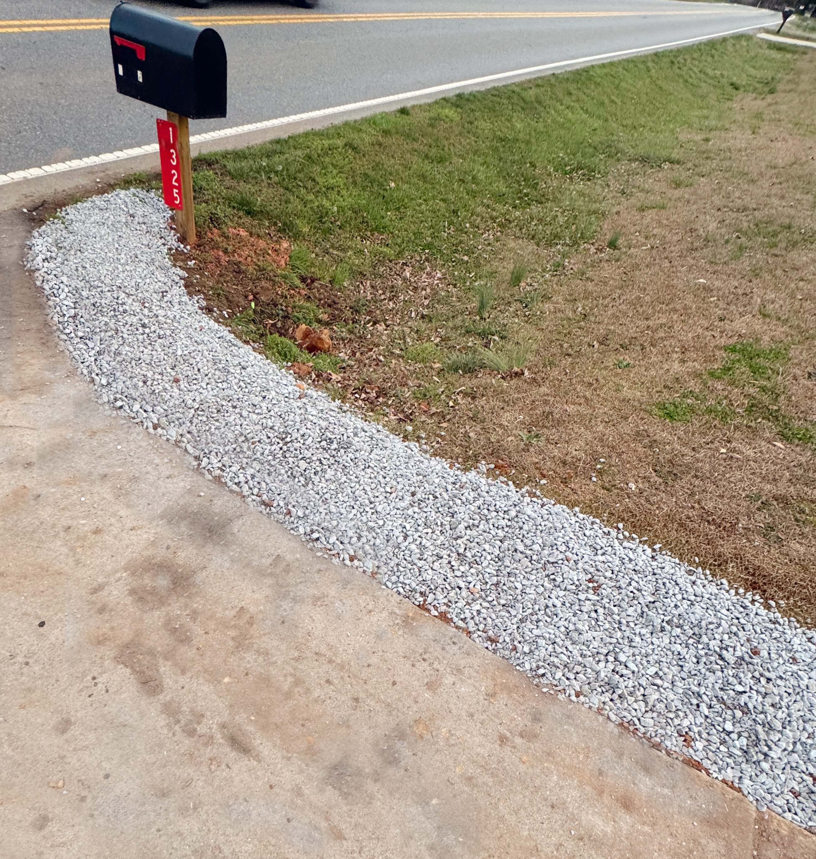 Mailbox gravel border and edging work