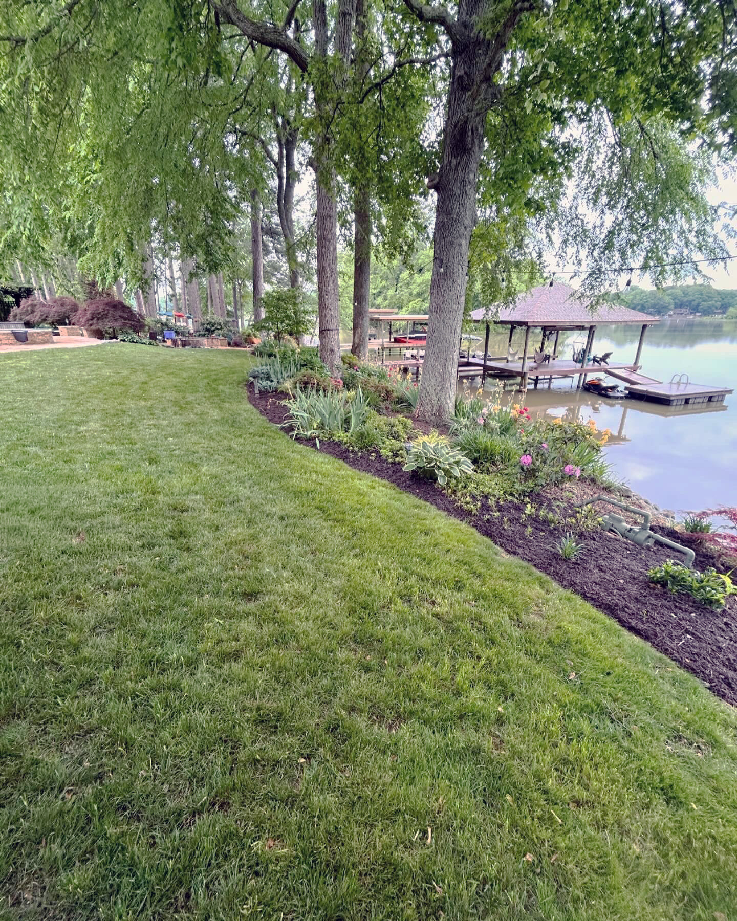 Freshly maintained residential lawn by Surface Services